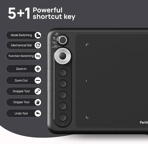 Vista 4 de Parblo Intangbo X7 Tableta de Dibujo 7.2x4.5 pulgadas Tabletas Gráficas, Tableta de Dibujo Digital con Interruptor de Modo, 6 Teclas Personalizadas