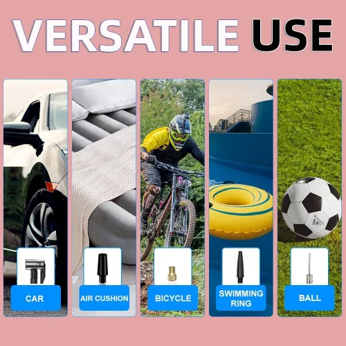 Vista 2 de Inflador de Neumáticos Compresor de Aire Portátil para Coche Pelota y Baloncesto para Pelotas Deportivas, Bomba de Aire Automática para Neumáticos
