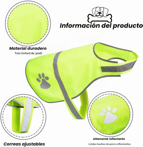 Vista 2 de Chaleco reflectante para perro, 2 piezas, ajustable, chaleco de seguridad para perros, ropa de alta visibilidad para caza, actividades al aire