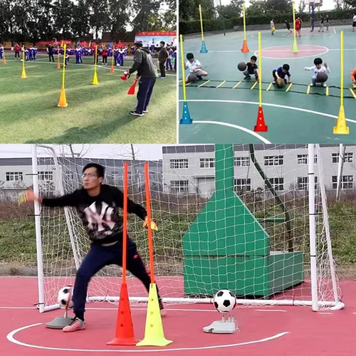 Vista 2 de Bastones de entrenamiento de agilidad de fútbol, paquete de 5 unidades, color amarillo, bastones de slalom de velocidad para equipos deportivos