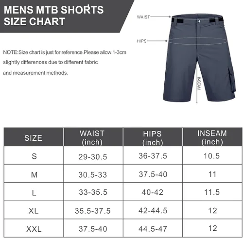 Vista 5 de Pantalones cortos de ciclismo de montaña para hombre, acolchados en 3D, pantalones cortos de ciclismo MTB ligeros y holgados