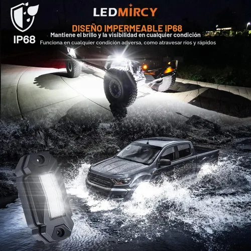 Vista 3 de LEDMIRCY Kit de luces de roca blanca pura con interruptor arnés de cable, 12 luces LED de roca blancas para camiones todoterreno, ATV, UTV, SUV