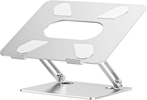 Vista 8 de BoYata - Soporte para laptop, elevador ajustable multiángulo, hasta 17 pulgadas, color negro Sturdy Alloy Steel, Heat-Vent Design and Silicone