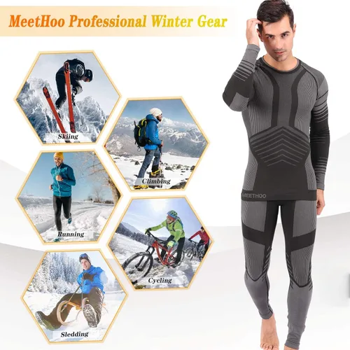 Vista 7 de MeetHoo Conjunto de ropa interior térmica para hombre ropa de invierno para hombre capa base de capa base larga