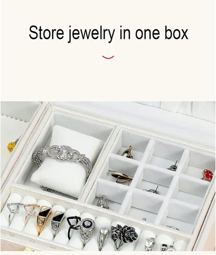 Vista 5 de LQIAN Jewelry Box for Women Girls Travel Case Necklace Ring Earrings Organizer joyeros organizador de Mujer