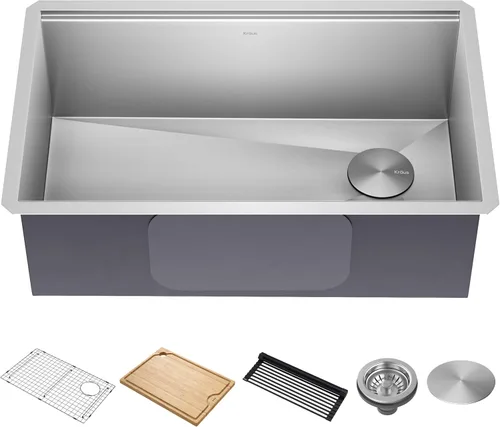 Vista 24 de KRAUS Kore KWU1101-17-PGM - Fregadero de cocina con estación de trabajo de 17 pulgadas con cuenco individual en PVD, de acero inoxidable de calibre