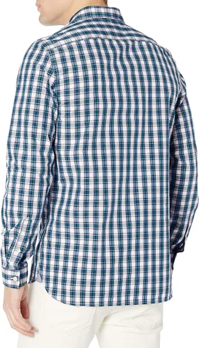Vista 3 de Lacoste Camisa de manga larga con botones de popelín y tejido de guingán elástico para hombre