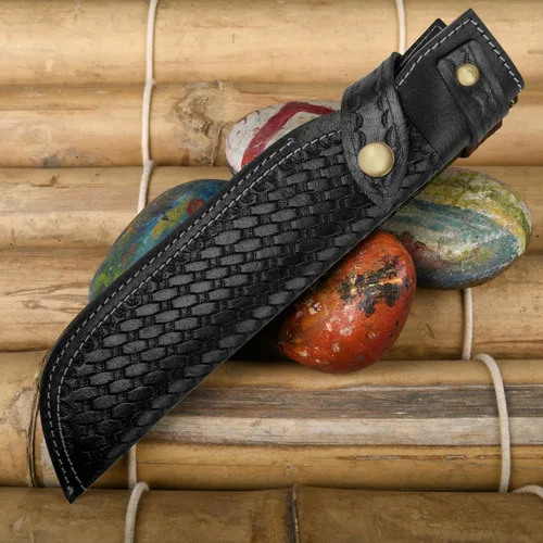 Vista 3 de Hulara Genuine Leather Knife Sheath – Handmade Leather Knive Holder with Belt Loop, Fits 4-10" Blade – Fixed Blade Knife Sheaths, Knifes Scabbard