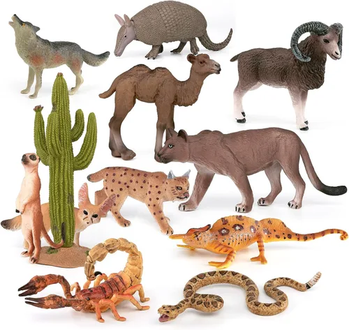 Vista 8 de Juego de 3 figuras de zorro del desierto, juego de figuras de lobo, bosque, bosque, animales, juguetes de plástico, figura de regalo para niños