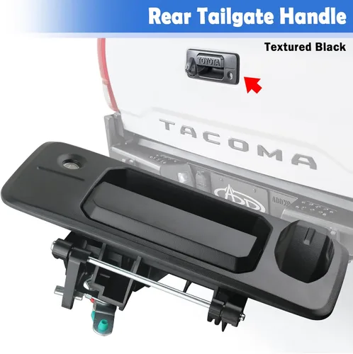 Vista 7 de Osompar Manija de cierre con llave para puerta trasera compatible con Toyota Tundra 2014-2021 Toyota Tacoma 2016-2021 con cámara trasera, textura