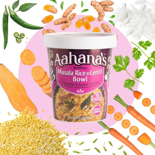 Vista 2 de Aahana's Bombay Masala - Tazón de arroz y lentejas Jaipur con mijo y lentejas, comida vegana, sin gluten, comidas a base de plantas, comidas indias