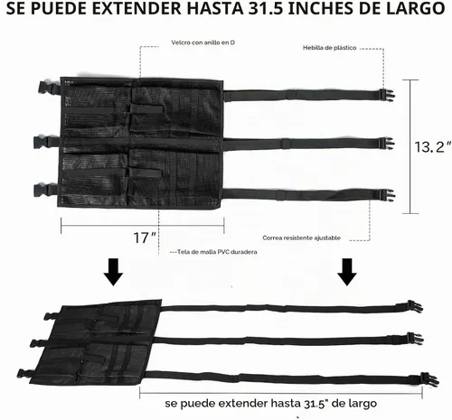 Vista 3 de MORXPLOR Bolsa de almacenamiento de malla para kayak, accesorios de equipo de kayak, compartimentos de almacenamiento para asiento de canoa