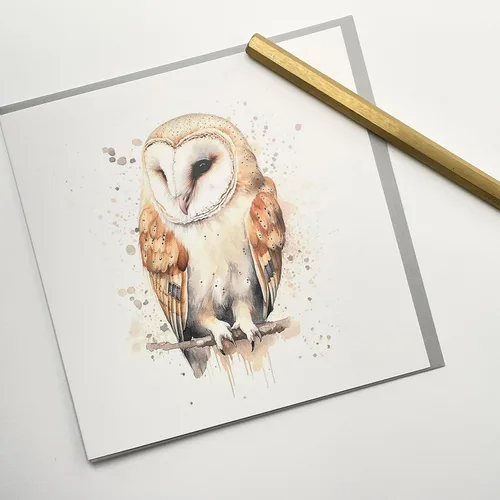 Vista 3 de Old English Co. Tarjeta de felicitación de cumpleaños con diseño de búho granero de acuarela, bonita tarjeta de cumpleaños para mamá, nan, ella