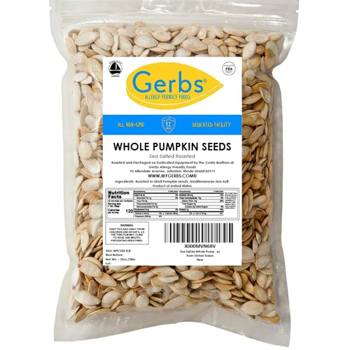 Vista 7 de GERBS Semillas enteras de calabaza con cáscara; Los mejores 14 alimentos libres de alergias alimentarias, sin OMG, vegano, Keto y paleo.