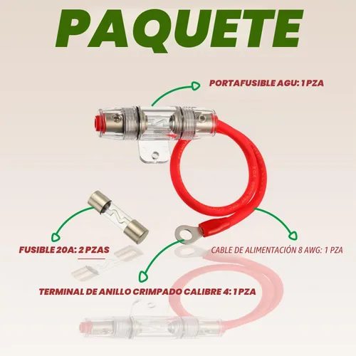 Vista 5 de Portafusibles AGU 20A con cable de alimentación de calibre 8 AWG de 1 pie, 99.9% cobre sin oxígeno