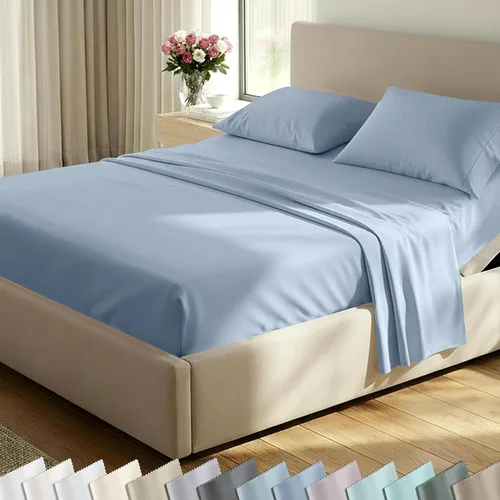 Vista 70 de California Design Den Juego de sábanas de lujo tamaño King - 100% algodón, 600 número de hilos, sábanas King de bolsillo profundo, ropa de cama