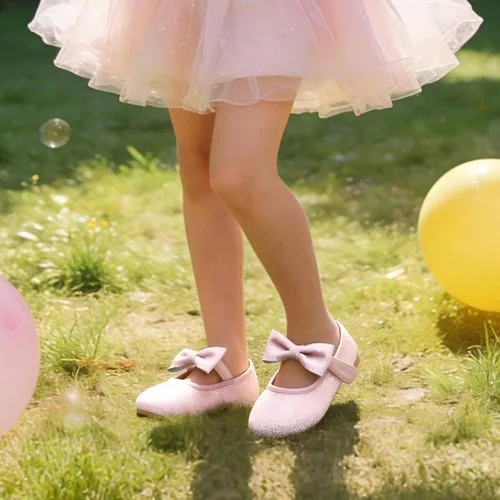 Vista 3 de Felix & Flora Zapatos de vestir para niñas pequeñas - Zapatos planos Mary Jane para niñas de flores, zapatos de ballet para fiestas y bodas