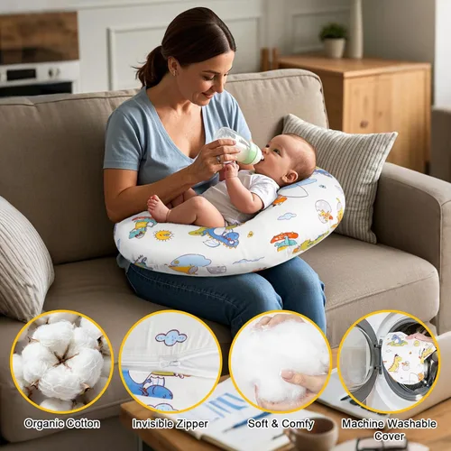 Vista 2 de Funda de almohada de lactancia, compatible con almohada de lactancia Boppy, tamaño original, funda de almohada de lactancia materna para bebés niños