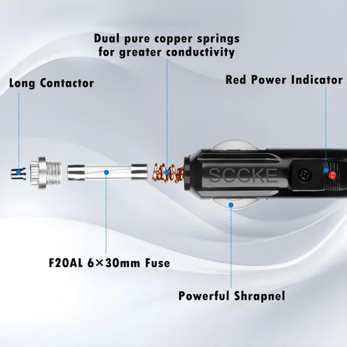 Vista 2 de Adaptador de corriente para encendedor de cigarrillos 14AWG 12V 24V