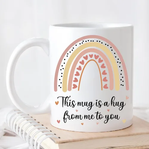 Vista 2 de Taza de regalo para mejor amiga, hermana, mamá, papá, esta taza es un abrazo de mí a ti, abrazo en una taza, Thinking Of You, taza novedosa