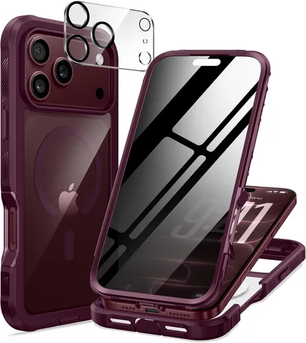 Vista 34 de seacosmo para iPhone Air Funda, Carcasa Completa con Protector de Privacidad de Vidrio Templado 9H Integrado y Protector de Lente de Cámara Negro