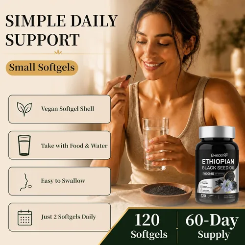 Vista 6 de Aceite de semilla negra etíope cápsulas blandas 1000 mg prensado