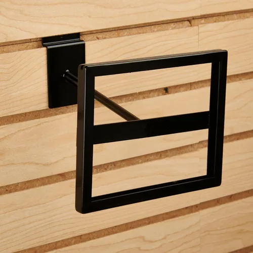 Vista 6 de SSWBasics Soporte rectangular negro para letrero de pared de Slatwall, con capacidad para letreros de 7 pulgadas de ancho x 5 ½ pulgadas de alto