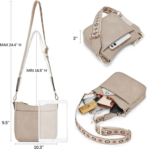 Vista 4 de BOSTANTEN - Bolsos bandolera para mujer, de cuero vegano moderno, estilo hobo, con correa ancha para el hombro