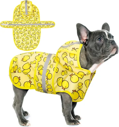 Vista 13 de Paiaite Waterproof Hooded Dog Raincoat with Reflective Strips Yellow S Amarillo