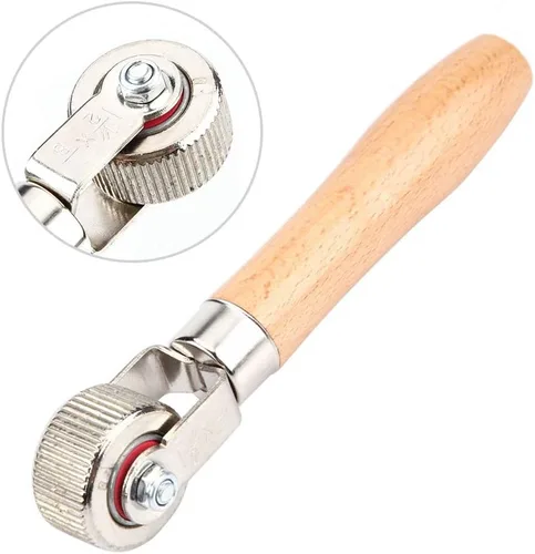 Vista 2 de KIMISS Herramienta de reparación de parches de neumáticos para rueda de automóvil con mango de madera y rodillo de rodamiento de bolas, cosedor