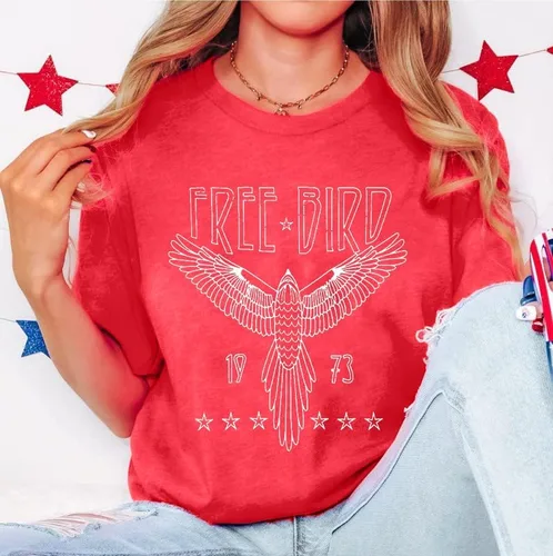 Vista 5 de Camiseta vintage de banda de rock para mujer, camisa retro de pájaro, camisetas gráficas de águila, camisa de música retro, camisetas casuales