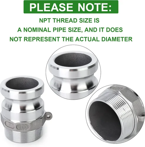 Vista 4 de TAISHER 2 accesorios de manguera de aluminio tipo F global, enchufe de 1 pulgada x 1 pulgada NPT macho