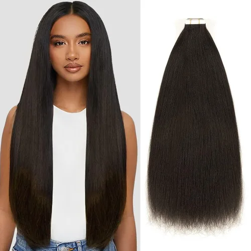 Vista 13 de Extensiones de cabello humano con micro anillo, lacio, rizado, color negro natural, largo microenlaces, extensiones de cabello humano para personas