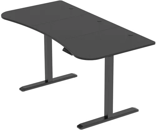 Vista 2 de Monoprice Workstream Collection - Mesa de escritorio de 3 piezas preperforada de 63 pulgadas de ancho, color negro, tamaño personalizado
