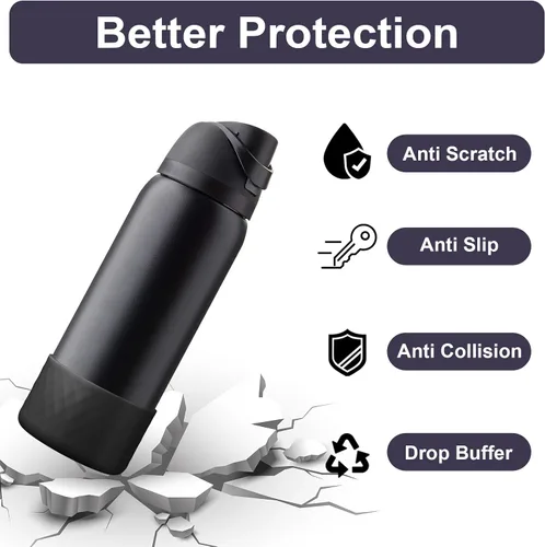 Vista 3 de Funda de silicona para botella de agua Owala de 40 oz, funda protectora antideslizante para botellas de acero inoxidable FreeSip/Twist/Flip