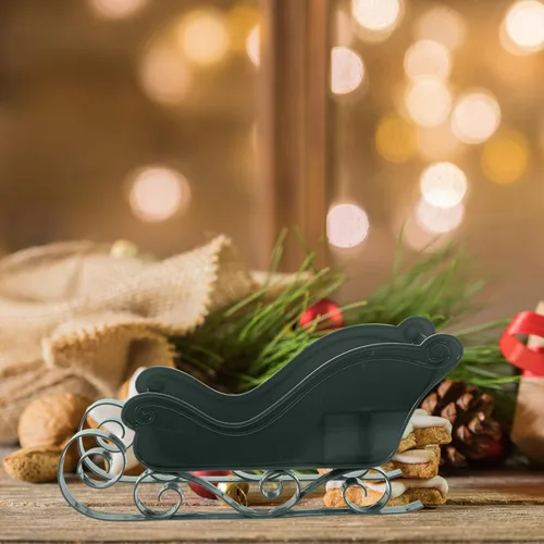 Vista 5 de BESTOYARD Mini trineo decorativo de trineo de Navidad, centro de mesa, cuenco de centro de mesa, bandeja de dulces de Navidad, plato clásico, cesta