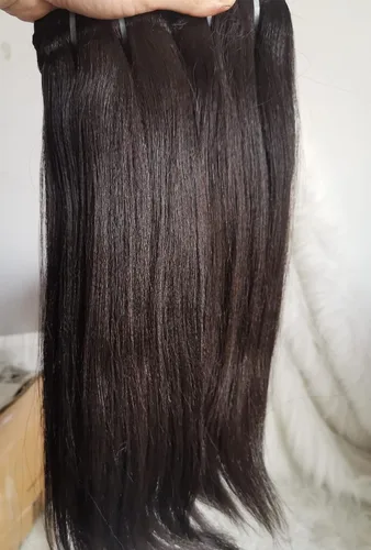 Vista 7 de Últimos 5 años 10 pulgadas corto ligero Yaki recto relajado recto recto cabello humano crudo 1 paquete Natural grueso yaki rizado recto un donante