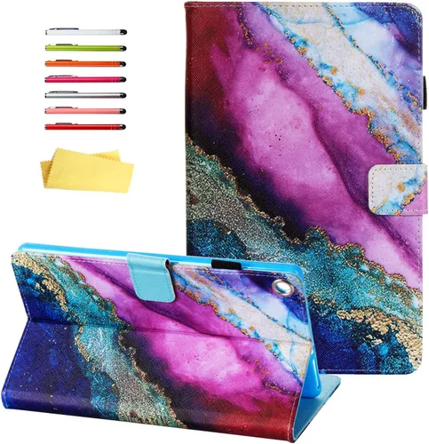 Vista 13 de Funda para tablet Fire HD 8 de 8ª/7ª/6ª generación de 8.0 pulgadas con soporte para lápices [encendido y apagado automático] ranuras para tarjetas