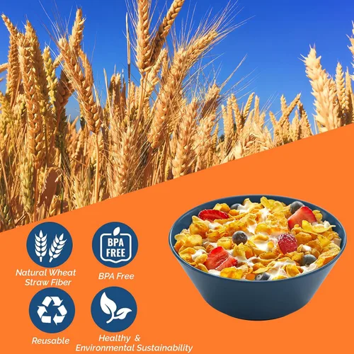 Vista 3 de Tazones de cereales de 32 onzas, cuencos de fibra de paja de trigo irrompible, cuencos de cocina ligeros aptos para microondas y lavavajillas