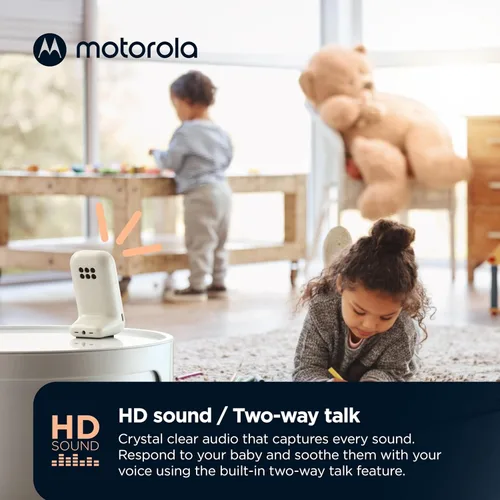 Vista 5 de Motorola Nursery Monitor de audio para bebé, doble habitación HD, rango de 1500 pies, luz nocturna, audio de 2 vías, sin audio WiFi solo con unidad