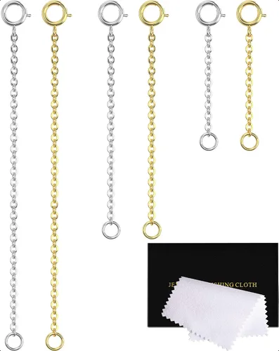 Vista 18 de Extensores de collar para mujer, extensor de pulsera de oro, extensión de joyería de cadena dorada para tobillera para mujer, juego de 2 piezas