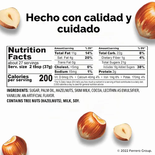 Vista 7 de Nutella - Crema de chocolate y avellanas para untar, cobertura perfecta para panqueques, tarro de 35.2 onzas