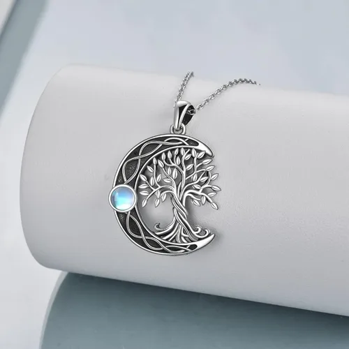 Vista 52 de ONEFINITY Collar de plata de ley 925 con diseño de árbol de la vida con colgante de nudo celta de concha de abulón para mujer