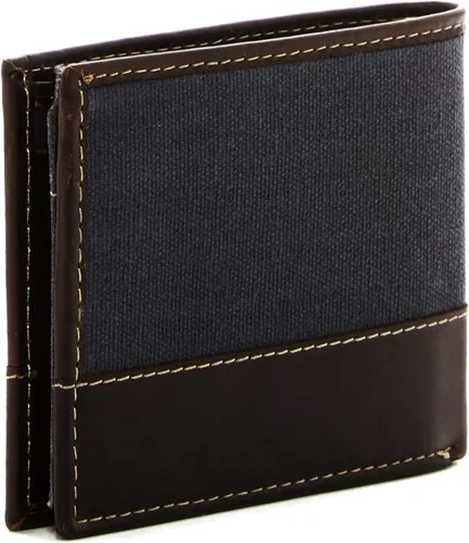 Vista 13 de Timberland Cartera de lona de cuero Baseline para hombre con bolsillo abatible adjunto