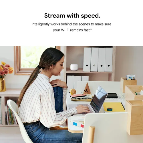 Vista 4 de Google Nest Wifi Router AC2200 Sistema de malla 1 paquete cubre hasta 2200 pies cuadrados