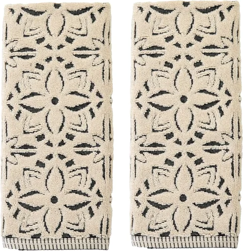 Vista 13 de SKL Home Amherst Medallion - Toalla de baño 100 % algodón, 600 GSM, suave y absorbente, reversible jacquard, negro