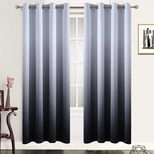 Vista 169 de SimpleHome Cortinas degradadas degradadas para oscurecer la habitación de 36 pulgadas de largo para dormitorio, con ojales y bloqueo de luz Negro