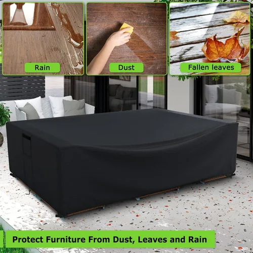Vista 4 de Fundas para muebles de patio impermeables, resistentes 600D, fundas para muebles de exterior para sofá seccional exterior, resistente al desgarro