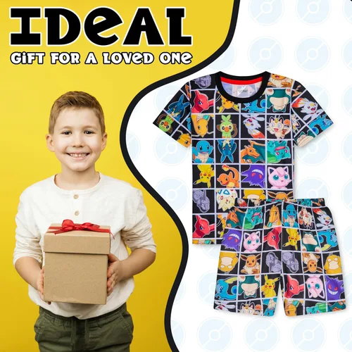 Vista 3 de Pokemon Pijamas para niños y adolescentes, camiseta y pantalones cortos, pijamas de verano, regalos para niños
