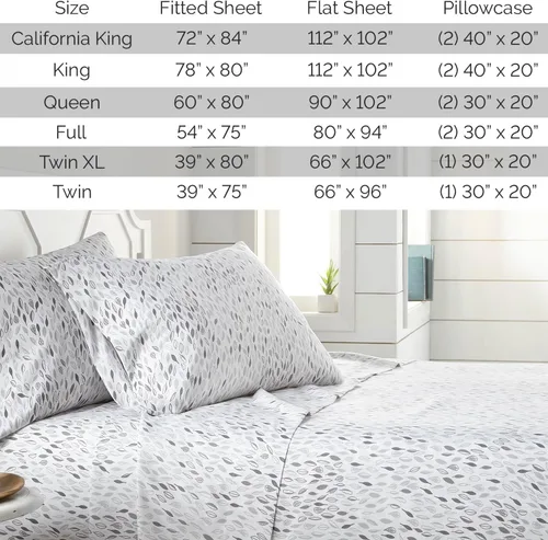 Vista 163 de Southshore Fine Living, Inc. Colección Winter Brush, juego de sábanas de 3 piezas para cama individual, sábana bajera con bolsillo profundo de 14